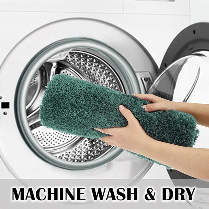 Suchtale Bath Rug for Non Slip Bath Mat - Shaggy, Thick Plush, Machine Washable - Hunter Green (20 x 32, Soft Microfiber)