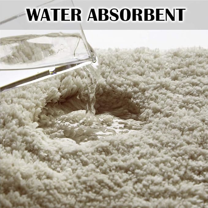 Suchtale Large Bathroom Rug Extra Soft and Absorbent Shaggy Bathroom Mat (24 x 40, Light Tan) Machine Washable Microfiber Bath Mat for Bathroom, Non Slip Bath Mat, Bathroom Floor Mats Rubber Back