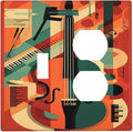 Wallplates Violin Abstract Jazz Colorful Painting 1 Toggle 1 Duplex Switch Plate Electrical GFCI Faceplate Decorative Light Switch Covers for living Room Office Decor