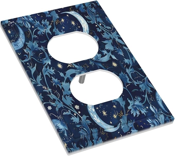 Outlet Covers Vintage Moon And Flowers Decor Floral William Morris 1 Gang Duplex Wall Plate Decorative Switch Plates Electrical Receptacle Faceplate Light Switch Cover for Bedroom Kids room