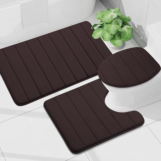 Buganda Memory Foam Bath Mat, 59" x 17", Ultra Soft and Non-Slip Bathroom Rugs, Water Absorbent and Machine Washable Bath Rug Runner for Bathroom, Shower, and Tub, Brown