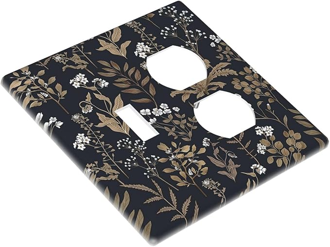 Wallplates Vintage Floral Wildflowers Plant 1 Toggle 1 Duplex Switch Plate Electrical GFCI Faceplate Decorative Light Switch Covers for Bathroom Home Decor