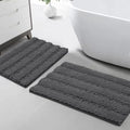 Turquoize Chenille Bathroom Rugs Set Non-Slip Bath Mats for Bathroom Extra Soft and Absorbent Shaggy Bath Mats for Bath Room Floor Indoor Mat for Kitchen/Entryway (20" x 32" and 17" x 24"), Gray