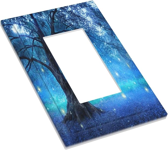 Outlet Covers Fantasy Fairy Tree In Mystic Forest 1 Gang Wall Plate Single Rocker Light Switch Cover Decorative GFCI Receptacle Cover Electrical Switchplate for Bathroom Bedroom Decor