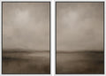 MUDECOR Framed Canvas Print Wall Art Abstract Brown and Taupe Modern Minimalist Misty Landscape Illustrations Modern Art Decorative Bohemian for Living Room, Bedroom, Office - 16"x24"x2 White