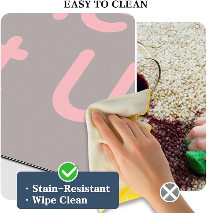 Bath Mat - Super Absorbent Non Slip Quick Dry Thin Rubber Mats for Bathroom Floor, Fit Under Door, Shower Rug for Bathtub, Beige
