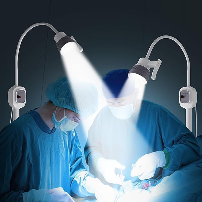 Surgical Examination Lamp, 360° Rotation Floor Stand Type Lamp, Medical Exam Light Dimmable Floor Stand Type Wheels Rolling Base
