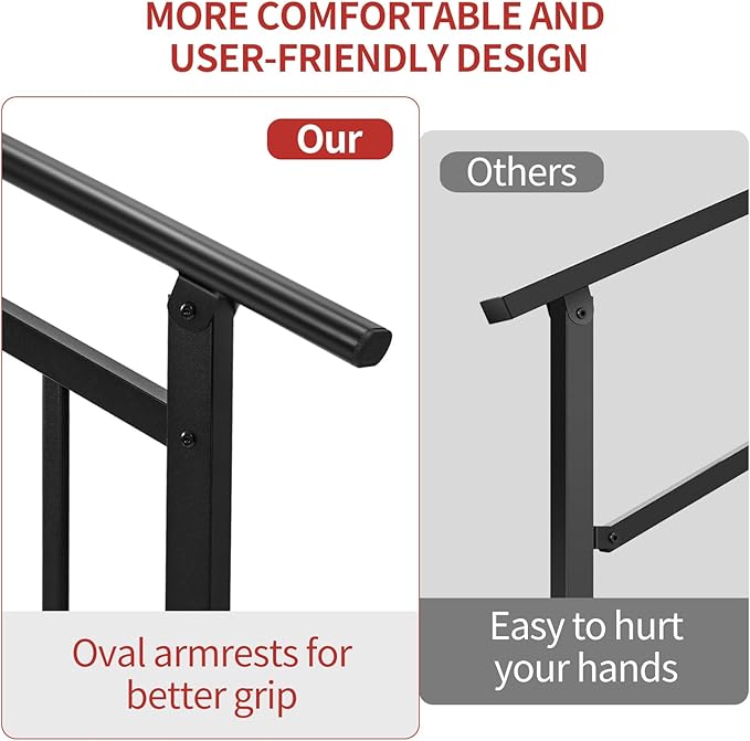 Metty Metal Handrails for Outdoor Steps Suitable for 1 to 5 Steps- Wrought Iron Stair Railing- Step Steady with 5 Feet Handrailing- Safe Indoor Home Banisters (White with Balusters)