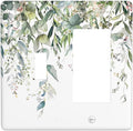 Sage Green Watercolor Eucalyptus Leaves Floral Flowers Outlet Covers 1 Toggle 1 Rocker Combination Decorative Wall Plate Electrical Switch Plates Light Switch Cover Plate for Farmhouse Bed Room Decor