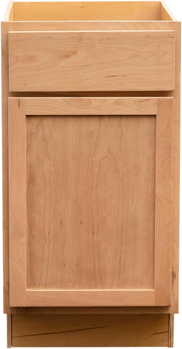 Quicklock RTA (Ready-to-Assemble) | Base Kitchen Cabinets - Shaker Style | Made in America (Raw Cherry, 15" Wx34.5 Hx24 D Base)