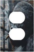 Funny Animal Smoking Black Orangutan Outlet Covers 1 Gang Duplex Light Switch Cover Decorative Switch Plates Electrical Receptacle Faceplate Wall Plate for Farmhouse Home Office Decor