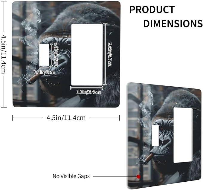 Funny Animal Smoking Black Orangutan Outlet Covers 1 Toggle 1 Rocker Combination Decorative Wall Plate Electrical Switch Plates Light Switch Cover Plate for Farmhouse Home Office Decor