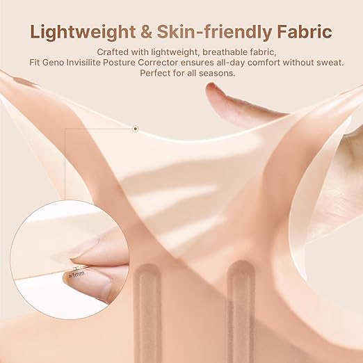 Fit Geno Posture Corrector for Women Invisilite: Invisible Lightweight Back Brace for Neck Shoulder & Upper Back Pain Relief - Improve Posture Correct Hunchback Slouching Under Clothes XX-Large
