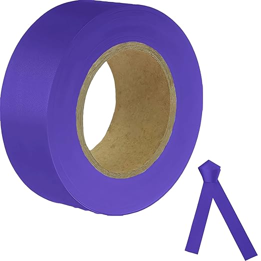 Purple Flagging Tape, 1-3/16" x 300' Survey Tape, Non-Adhesive, Tree Marking Ribbon