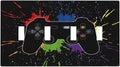 Classic Videogames Controller Black Splash Ink Colorful Light Switch Covers Quad Toggle Electrical Faceplate 4 Gang Wall Plate Decorative Switch Plates Cover for Kids Room Nursery Decor