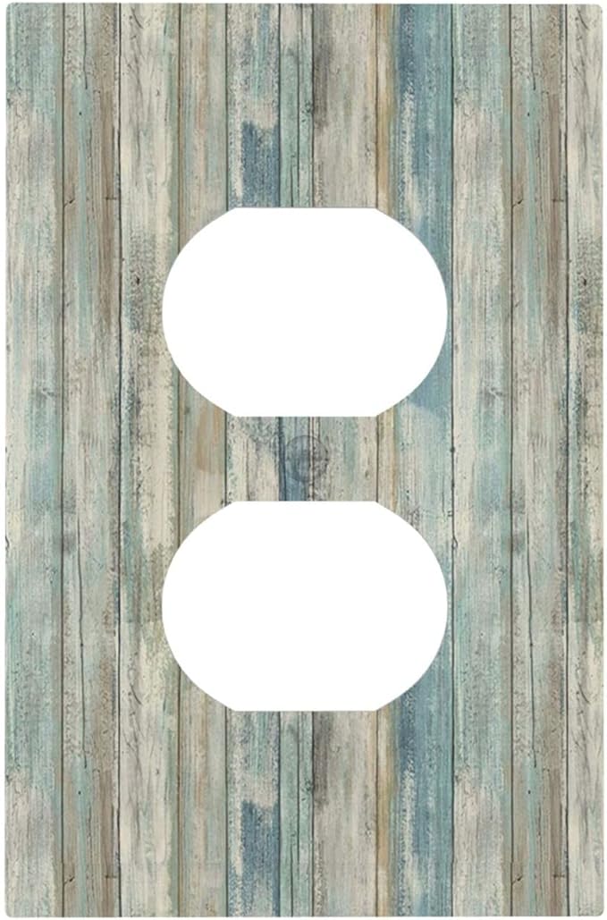 Tea Vintage Wood Plank Distressed Grain Rustic Shiplap Board 1 Gang Duplex Outlet Covers Faceplate Decorative Wall Plate Single Light Switch Cover Electrical Switchplate for Farmhouse Bathroom