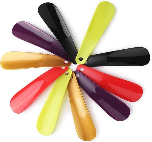 10Pcs Plastic Shoe Horn 6.3" Travel Shoe Horn for Men, Women and Kids Random Color