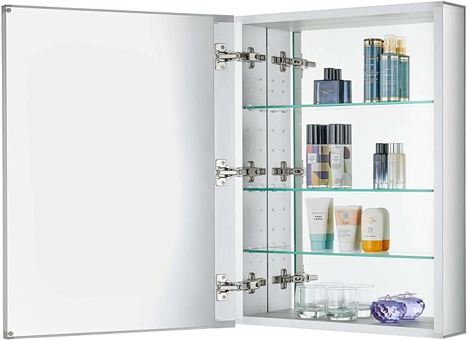 Fine Fixtures Bathroom Medicine Cabinet, Aluminum, Recessed/Surface Mount, Right/Left Hinged, Mirrored Interior (24 x 30)
