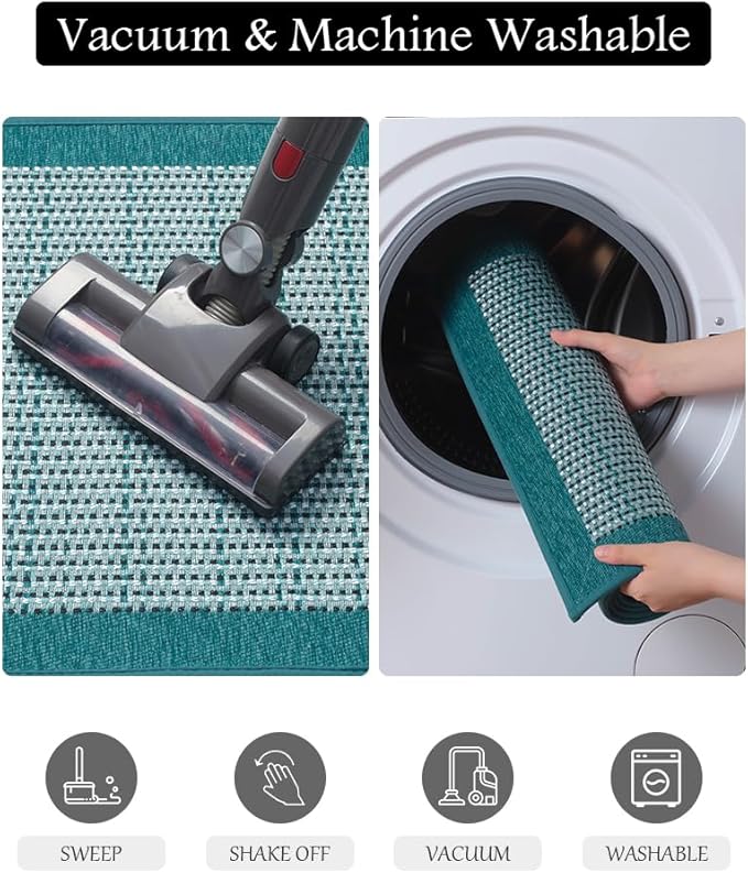 PADOOR Kitchen Mats for Floor, Kitchen Rugs Non Slip Washable, Rubber Backed Kitchen Runner Super Absorbent Long Kitchen Floor Mat Sink Rug, 20"x70" Teal