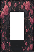 Decorative Outlet Covers Dark Background Red Rose Leaf 1 Gang Single Rocker Light Switch Cover Plate Wall Plates GFCI Faceplate for Bedroom living Room Decor