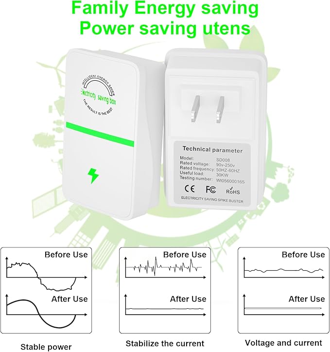 Power Saver Pro, 2025 New Power Saver Pro X, 6Pack Electricity Saving Box, Intelligent Stop Energy Watt Saving Device Reduces Energy Costs, Stabilize Voltage, US Plug, 90V-250V, 30kW
