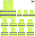 zojo Normal Visibility Safety Vests,12 Pack,Adjustable Size, Thin & Lightweight Mesh Fabric, Wholesale Safety Vest for Outdoor Works, Fits for Men and Women -Neon Yellow