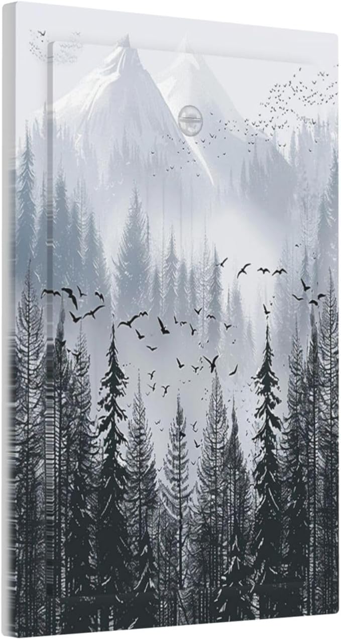 Misty Forest Nature Tree Mountain Birds Light Switch Cover Plate 1 Gang No Device Blank Electrical Wall Plates Faceplate Decorative Switch Plate for Bed Room Living Room Decor