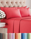 Cal King 6 Piece Sheet Set - Cooling & Breathable Bed Sheets - Hotel Luxury Bed Sheets for Women, Men, Kids & Teens - Bedding with Deep Pockets & Easy Fit - Soft and Wrinkle Free - Cal King Red Sheets