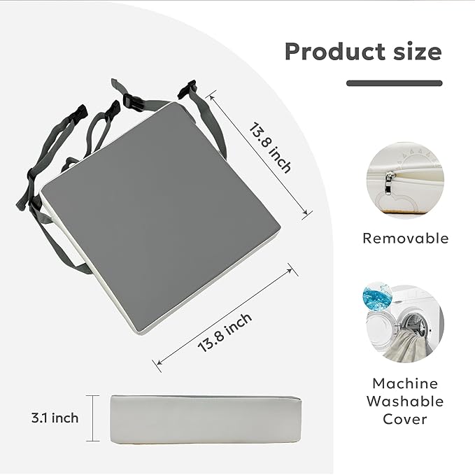Toddler Booster Seat for Dining Table,Portable Kids Booster Seat - PU,Adjustable, Non-Slip, Lightweight & Easy to Clean (Grey)