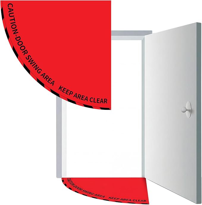 1 Pack Door Swing Caution Floor Sign for Safety Warning Door Swing Area Keep Area Clear Floor Sign Vinyl Non Slip Surface (36 x 36 Inches,Textured,Red)