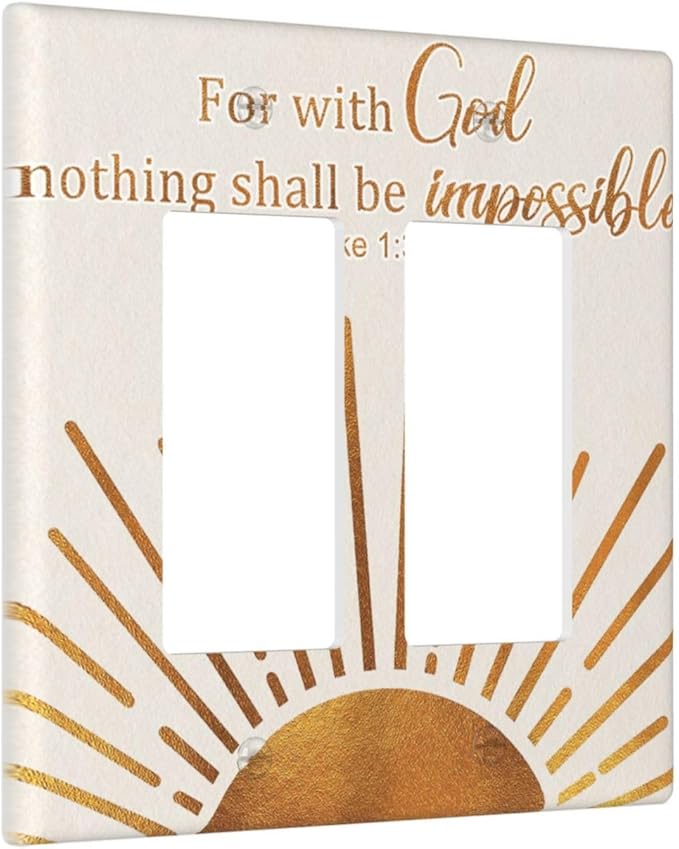 Mid Century Boho Sun Inspirational Quote Outlet Covers Double Rocker Light Switch Covers Decorative Abstract Gold Sunrise 2 Gang Gfci Wall Plate Electrical Receptacle Switchplate Bathroom Decor