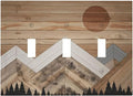 Wooden Planks Mosaic Snow Mountain Sun Decorative Switch Plates 3 Gang Wall Plate Triple Toggle Light Switch Cover Faceplate Electrical Wall Panels for Farmhouse Home Decor