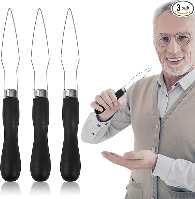 3-Pack Button Hook Assist Device with Easy-Grip Handle for Shirts, Coats, Dresses - Ideal Button Aids for Arthritis & Limited Dexterity Black