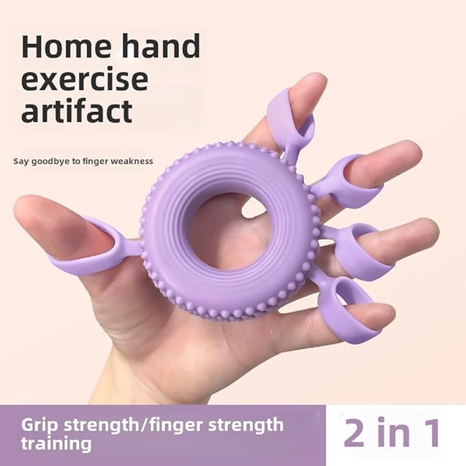 Ocdin 2-in-1 Silicone Hand & Finger Strengthener - Grip Exerciser for Wrist Pain Relief, Carpal Tunnel, Trigger/Mallet Finger - Desk Exercise Equipment for Office & Home Use