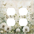 Dandelions Butterflies Watercolor Wildflowers Floral Outlet Covers 2 Gang Double Duplex Decorative Light Switch Covers Electrical Wallplates Socket Faceplate for Bedroom Living Room Decor