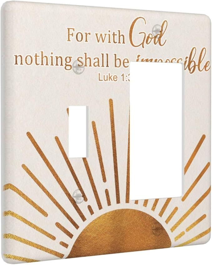 Mid Century Boho Sun Inspirational Quote Outlet Covers 2 Gang Combin Light Switch Covers Decorative Abstract Gold Sunrise Toggle Rocker/Decora Wall Plate Electrical Receptacle Switchplate