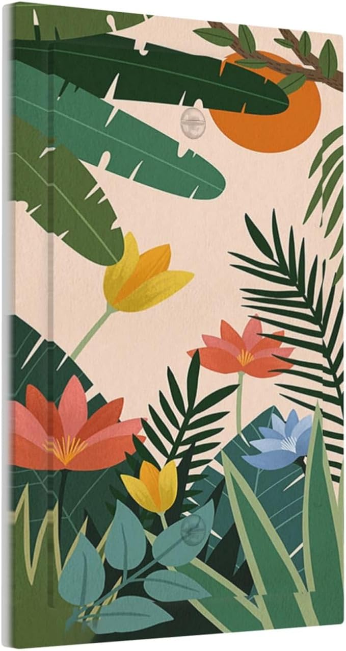 Light Switch Cover Plate Boho Tropical Plant Floral Pattern 1 Gang No Device Blank Electrical Wall Plates Faceplate Decorative Switch Plate for Bedroom Cabin Decor