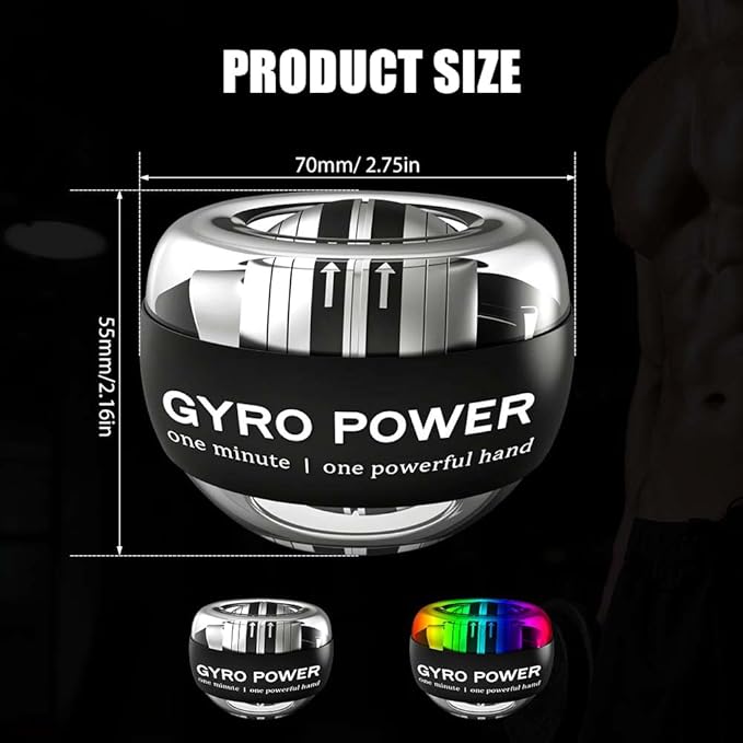 Wrist Ball Hand Exerciser, Auto-Start Torque Ball with LCD Counter, Ball Wrist & Forearm Strengthener, Adjustable Resistance Grip Trainer with LED Lights