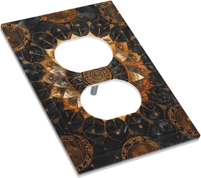 Cool Colorful Mandal Flowers Boho Floral Outlet Covers 1 Gang Duplex Light Switch Cover Decorative Switch Plates Electrical Receptacle Faceplate Wall Plate for Bed Room Living Room Decor