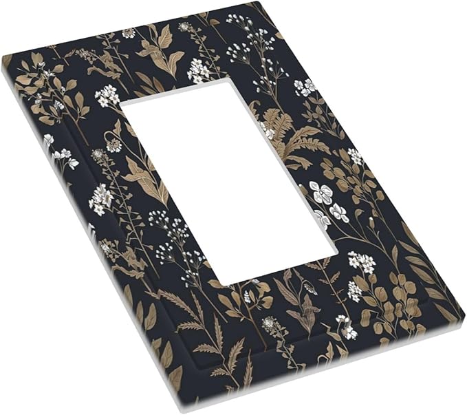 Decorative Outlet Covers Vintage Floral Wildflowers Plant 1 Gang Single Rocker Light Switch Cover Plate Wall Plates GFCI Faceplate for Bathroom Home Decor