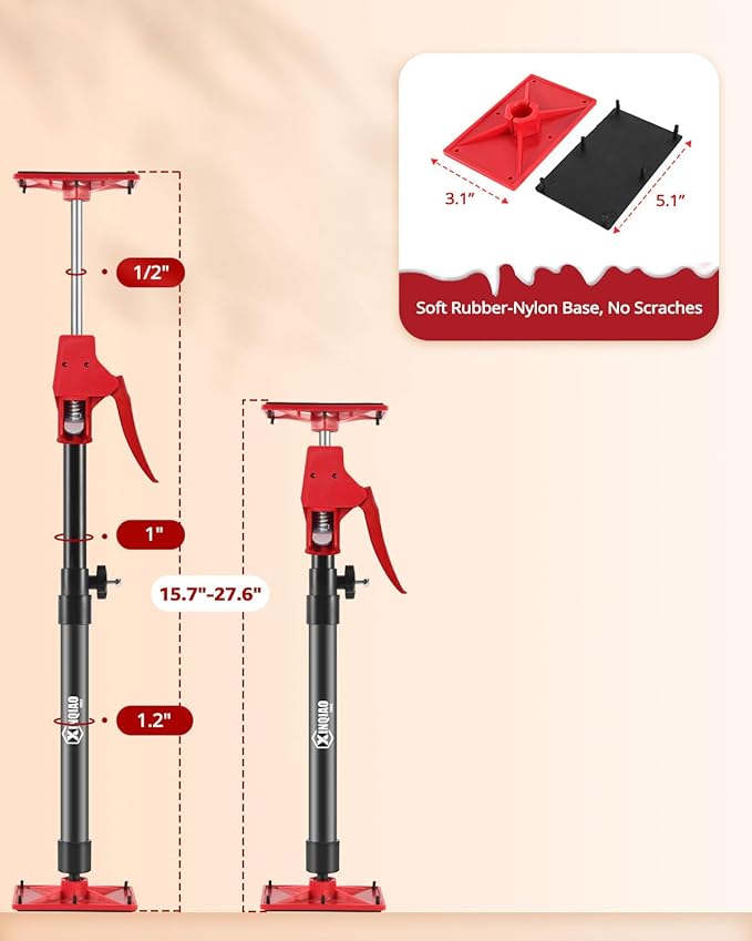 XINQIAO Cabinet Jacks for Installing Cabinets, Light Duty Third Hand Tools Adjustable Support Pole from 15.7 in to 27.6 in, 2 PCS