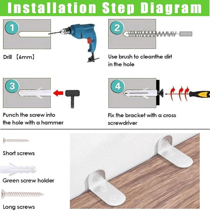 Furniture Anchors Small Aesthetic Earthquake Straps for Furniture Dresser Wall Anti-Tip Furniture Safety Anchor to Childproof and Babyproof Your Home Holds Up to 500 Pound 4pcs Bracket