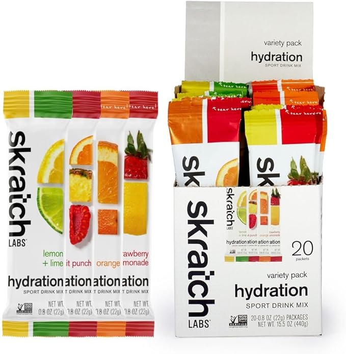 Skratch Labs Hydration Packets - Hydration Drink Mix, Variety Pack (20 Single Serving Packets) - Electrolyte Powder Developed for Athletes and Sports Performance, Gluten Free, Vegan, Kosher