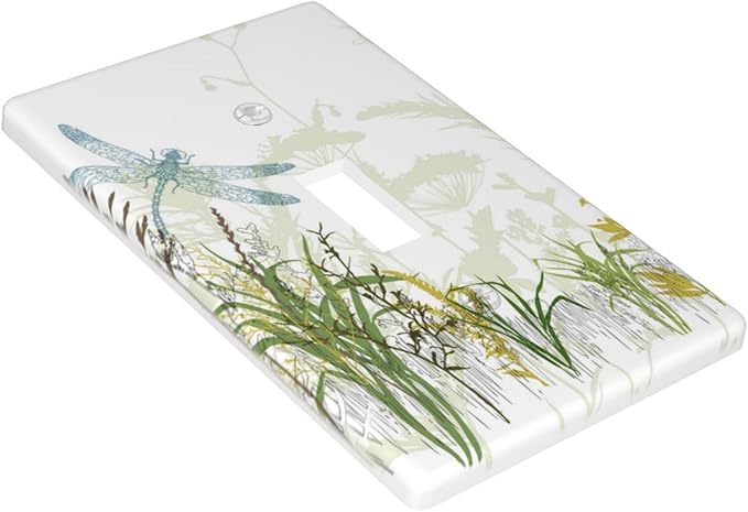 Wild Flower Dragonfly 1 Gang Toggle Light Switch Cover Plates Decorative Electric Outlet Covers Decorator Wall Switch Plate Receptacle Plug Covers 4.5 * 2.76 Inches