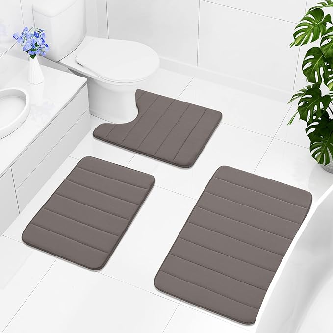 Buganda Memory Foam Bath Mat, 60" x 24", Ultra Soft and Non-Slip Bathroom Rugs, Water Absorbent and Machine Washable Bath Rug Runner for Bathroom, Shower, and Tub, Taupe