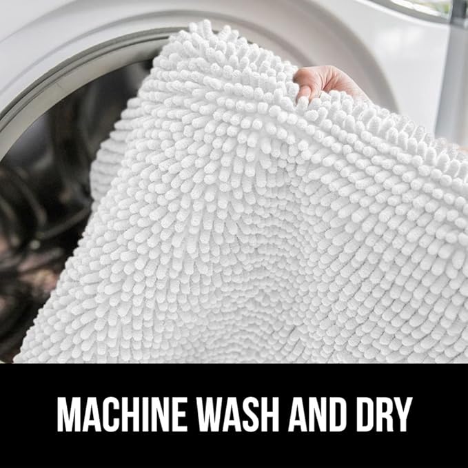 GORILLA GRIP Bathroom Rug Sets, Soft Chenille 2 Piece Area Rugs Set, Toilet Base Mat and 30x20 Carpet, Absorbent Microfiber Washable Mats Dry Quickly, Home Décor and Bath Room Accessories, White