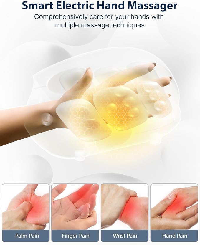 CINCOM Hand Massager - Cordless Hand Massager with Heat and Compression for Arthritis and Carpal Tunnel, Gifts for Women (Blue)