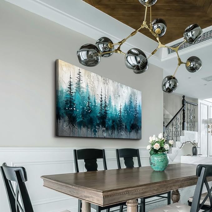 MHARTK66 Framed Canvas Wall Art For Living Room Large Decor For Office Bedroom Wall Decorations Black And White Abstract Wall Painting Forest Tree Textured Pictures Home Decor Hanging Artworks