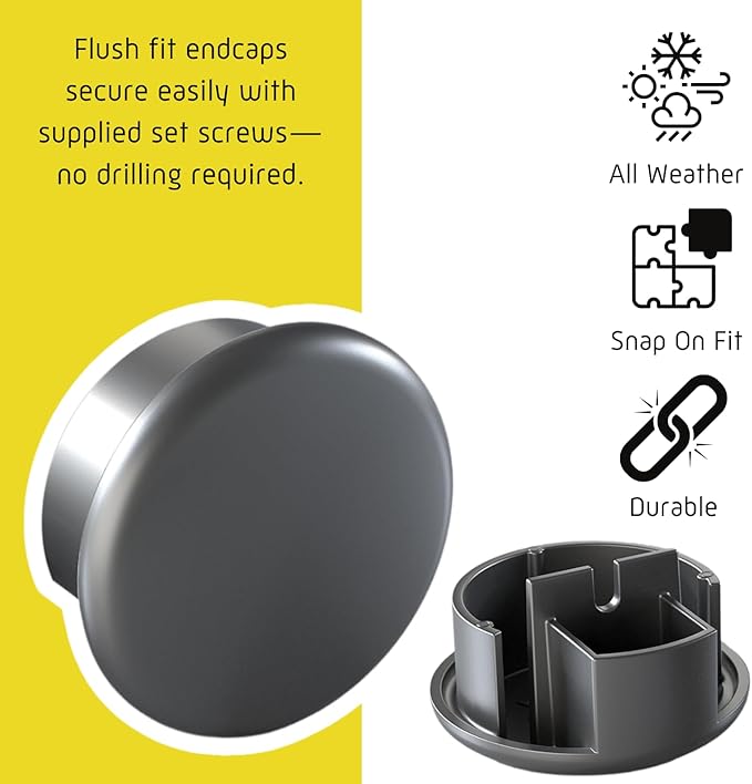 Promenaid 6ft Flush Handrail Kit - Champagne - Complete Indoor/Outdoor Handrail for Stairs - 1.6" Round Anodized Aluminum Railing with 3 Champagne Painted Pivoting Wall Brackets & Flush Endcaps
