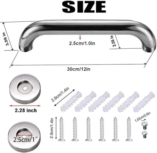 12 Inch Anti Slip Shower Grab Bar 2 Pack, Munzong Stainless Steel Bathroom Grab Bar, Satin Brushed Nickel Bathroom Balance Bar,Safety Hand Rail Support Elderly Senior Assist Handle